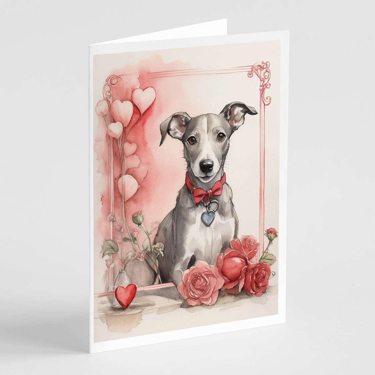 Buy this Whippet Valentine Roses Greeting Cards Pack of 8