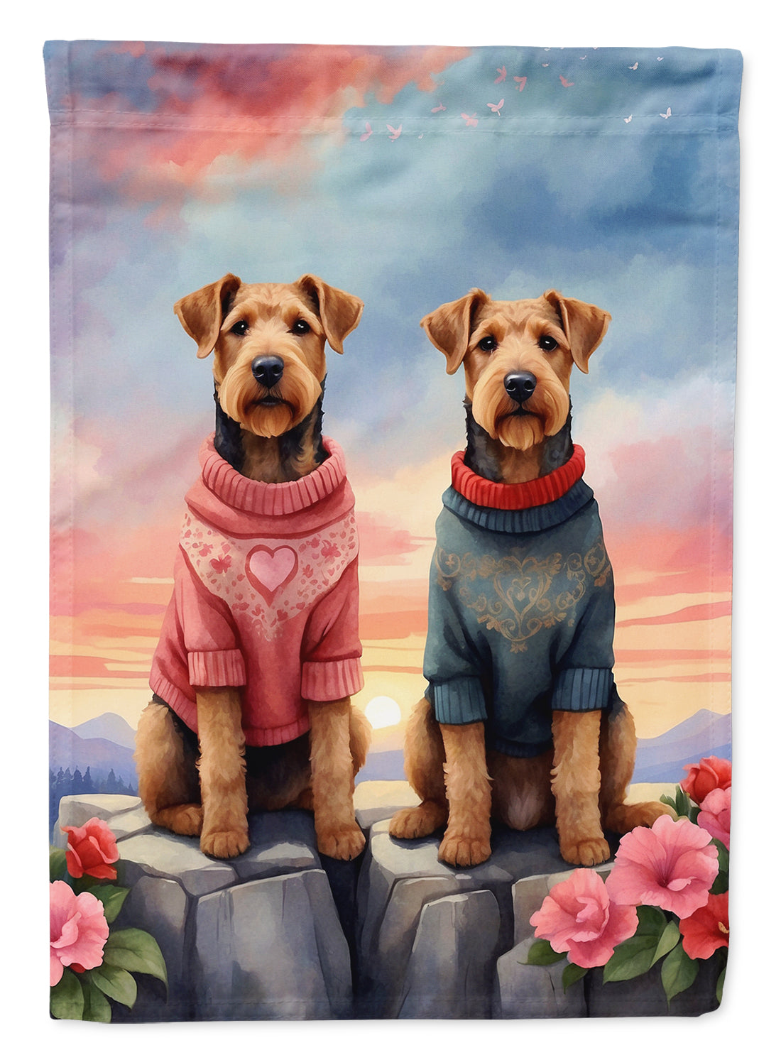 Buy this Airedale Terrier Two Hearts House Flag