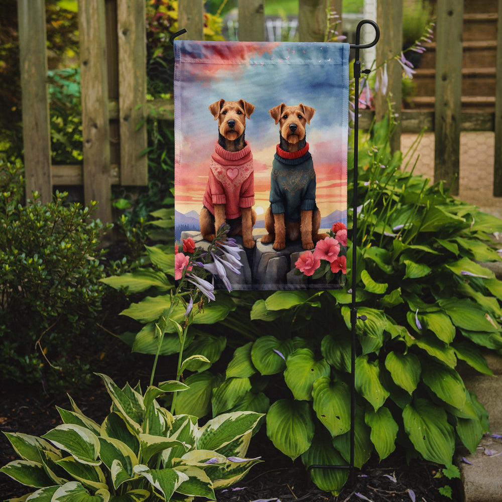 Airedale Terrier Two Hearts Garden Flag