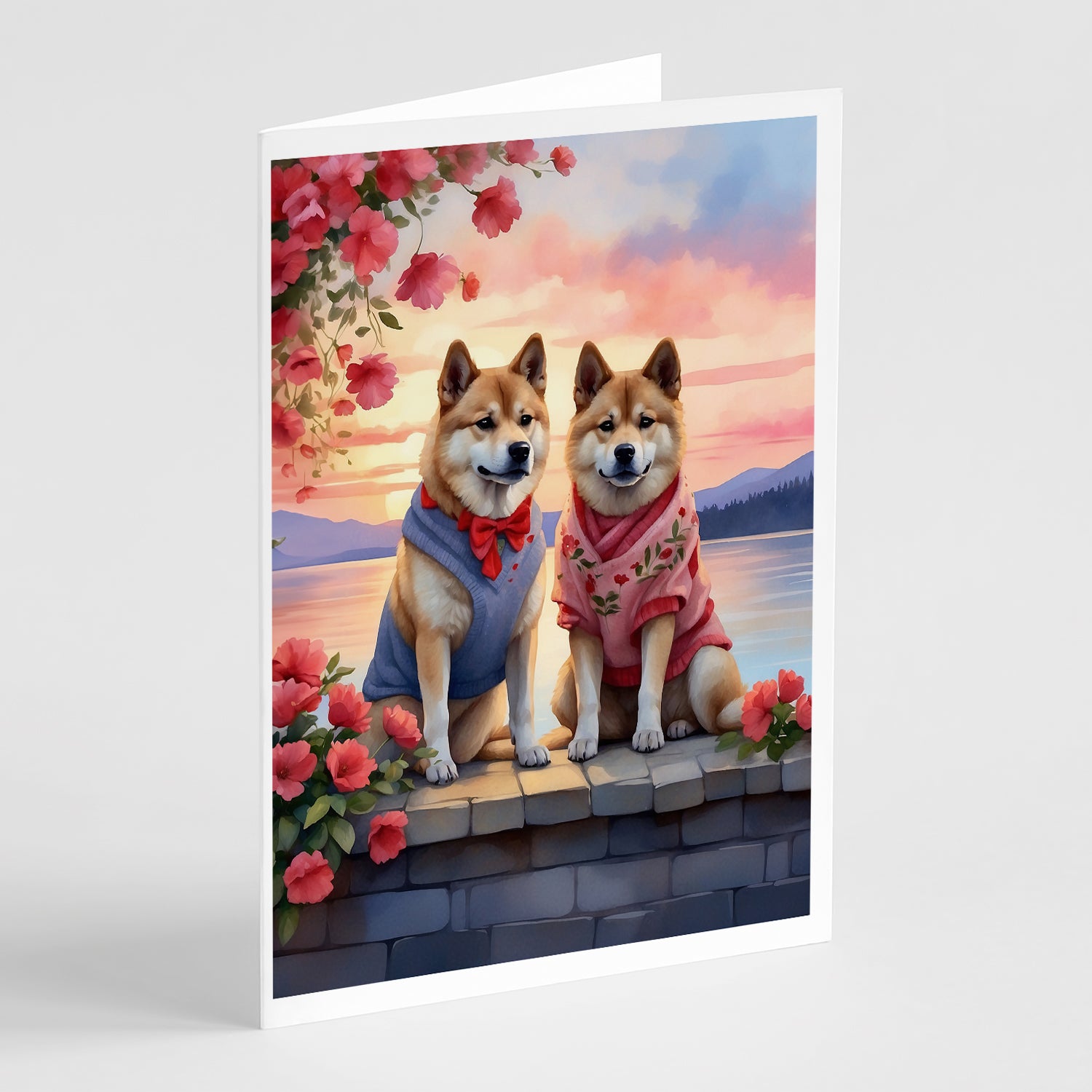 Buy this Akita Two Hearts Greeting Cards Pack of 8