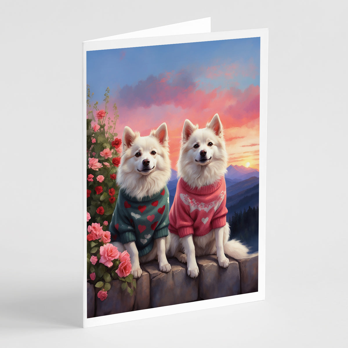 Buy this American Eskimo Two Hearts Greeting Cards Pack of 8