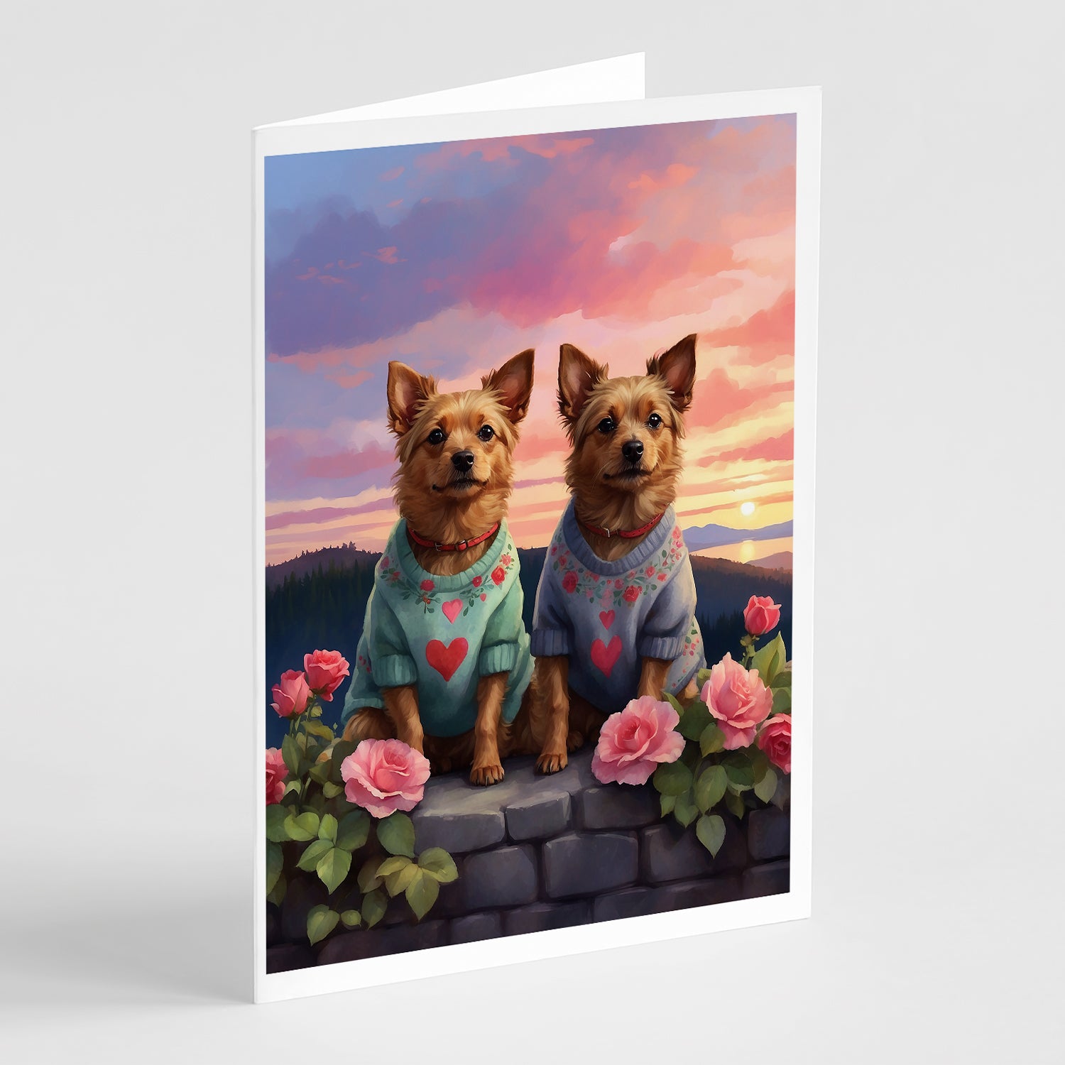 Buy this Australian Terrier Two Hearts Greeting Cards Pack of 8