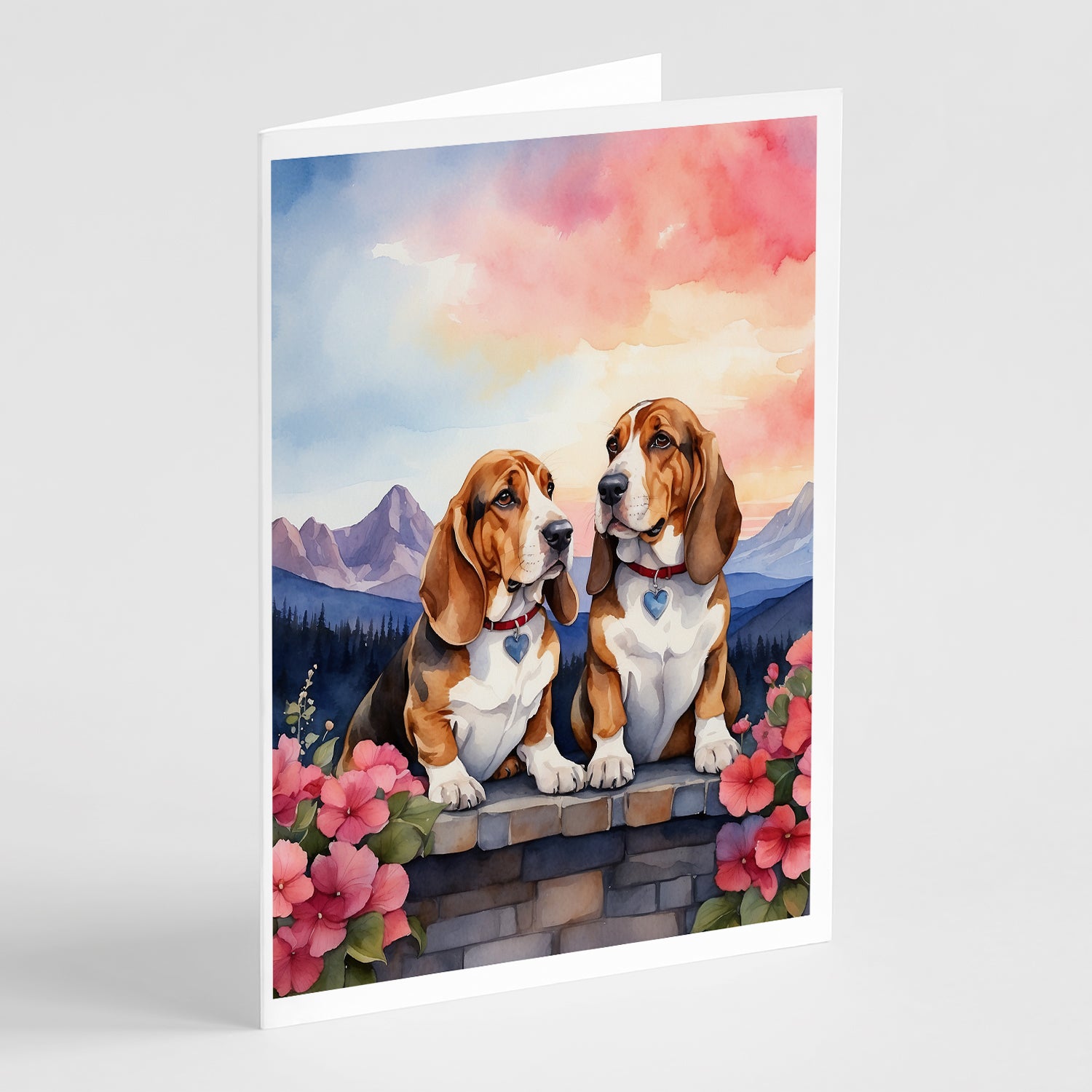 Buy this Basset Hound Two Hearts Greeting Cards Pack of 8