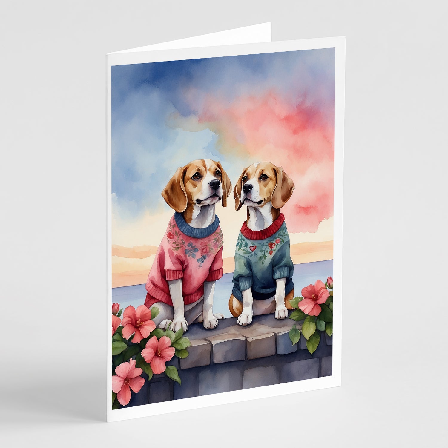 Buy this Beagle Two Hearts Greeting Cards Pack of 8