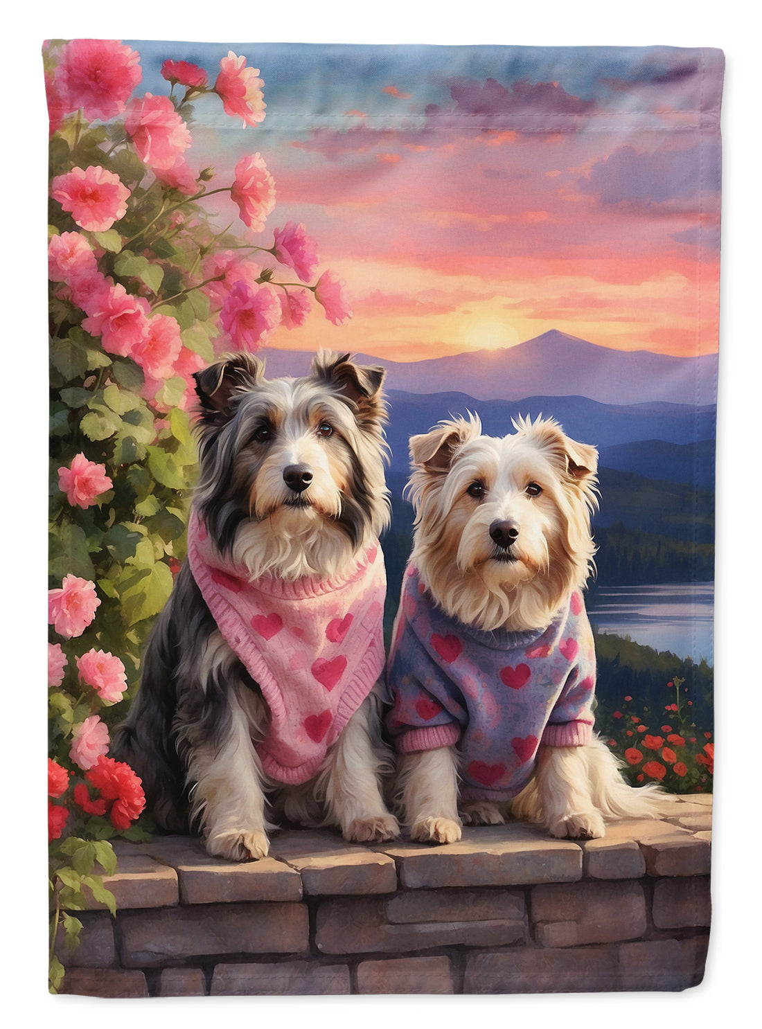 Buy this Bearded Collie Two Hearts House Flag