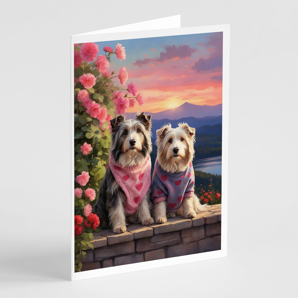 Buy this Bearded Collie Two Hearts Greeting Cards Pack of 8