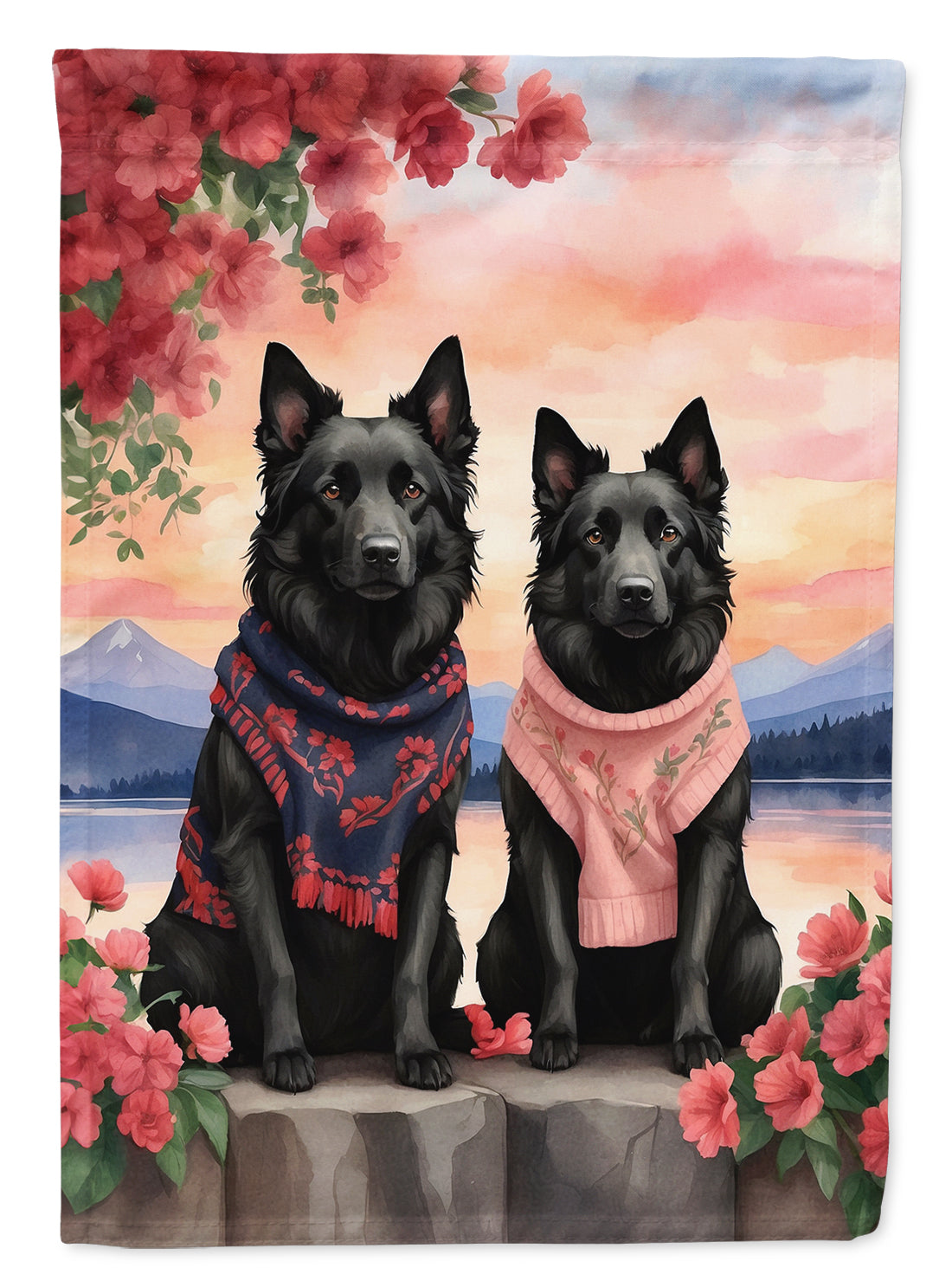 Buy this Belgian Sheepdog Two Hearts House Flag
