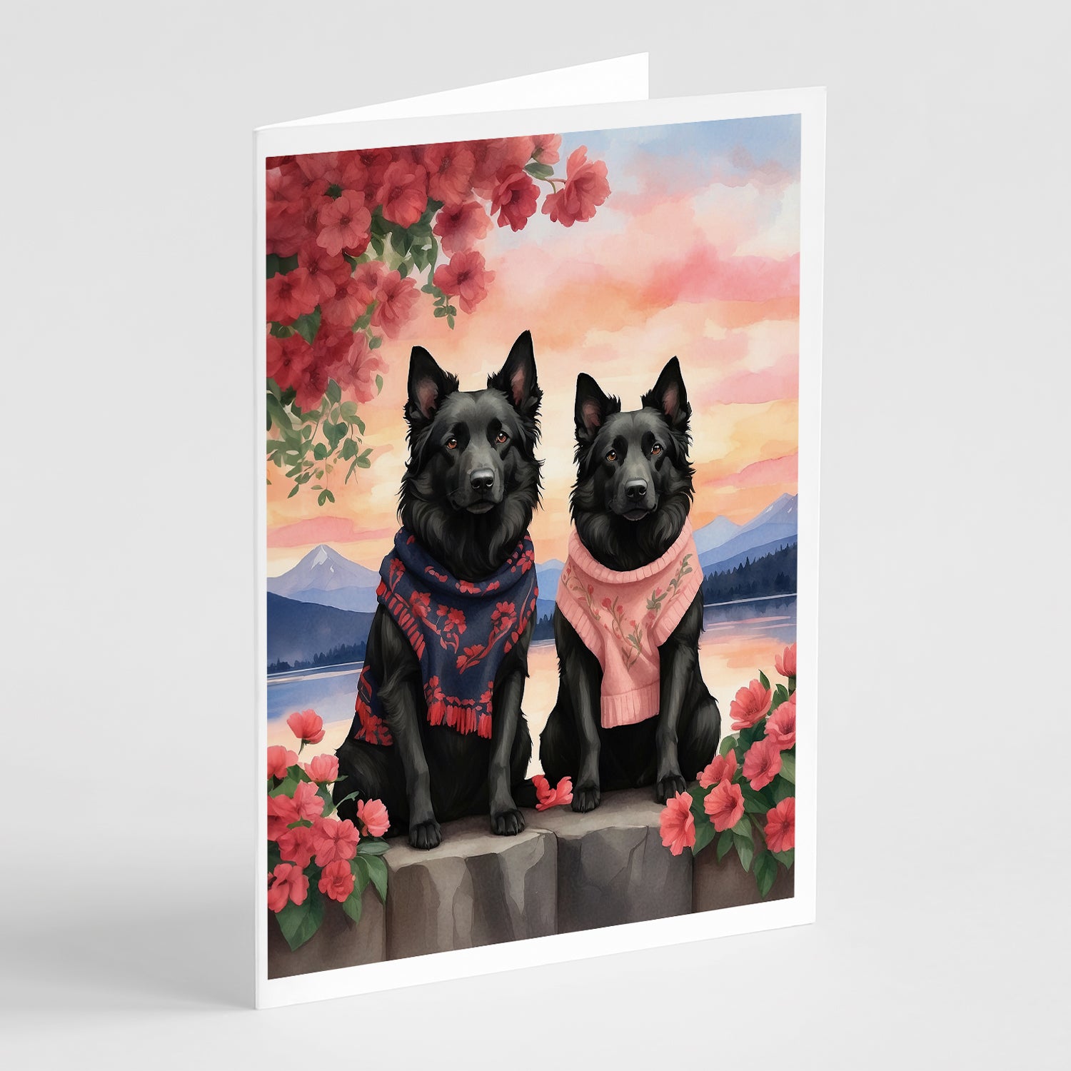 Buy this Belgian Sheepdog Two Hearts Greeting Cards Pack of 8