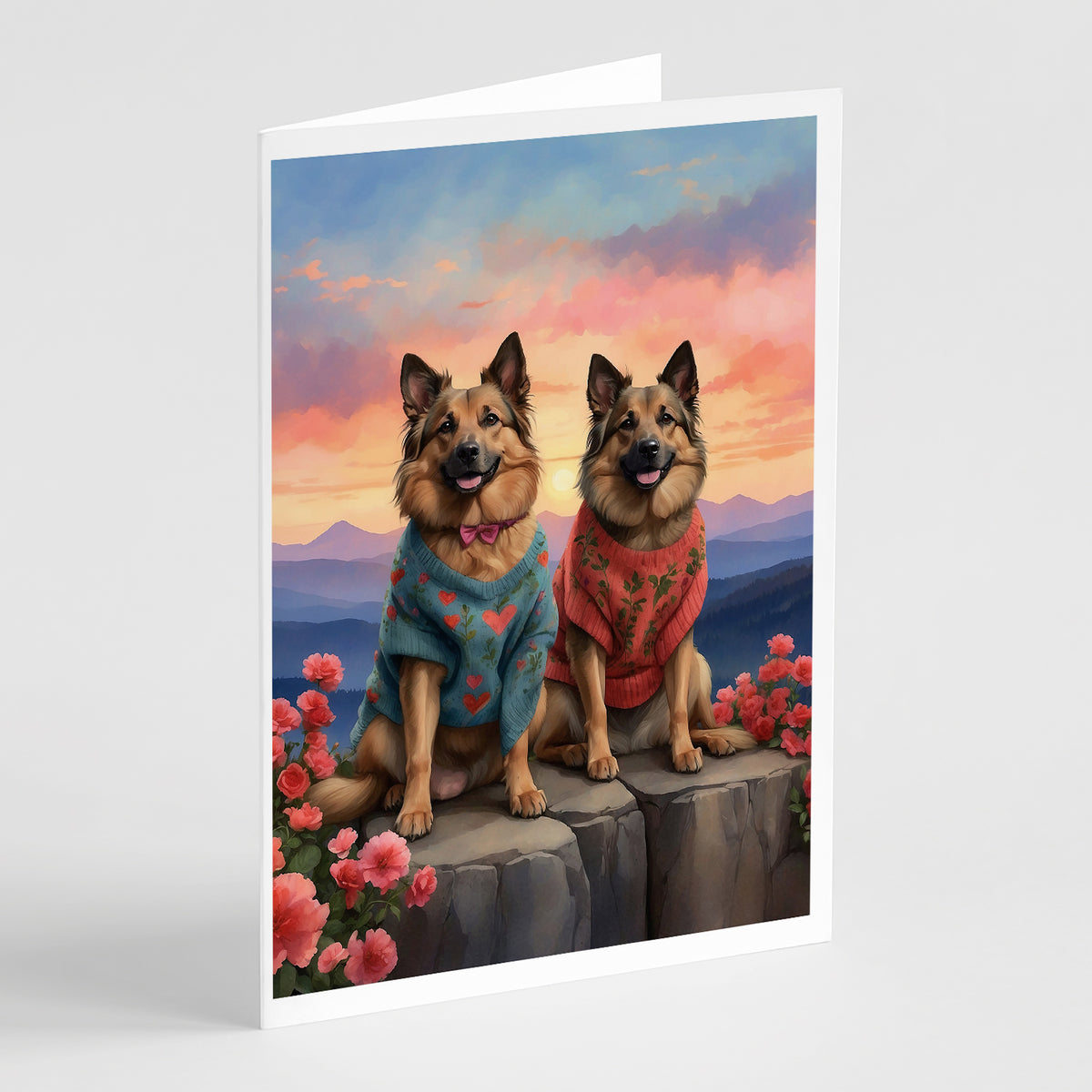Buy this Belgian Tervuren Two Hearts Greeting Cards Pack of 8