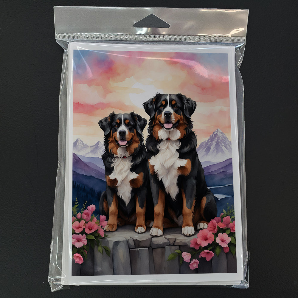 Bernese Mountain Dog Two Hearts Greeting Cards Pack of 8