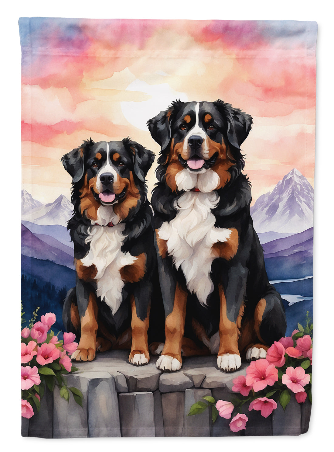 Buy this Bernese Mountain Dog Two Hearts Garden Flag