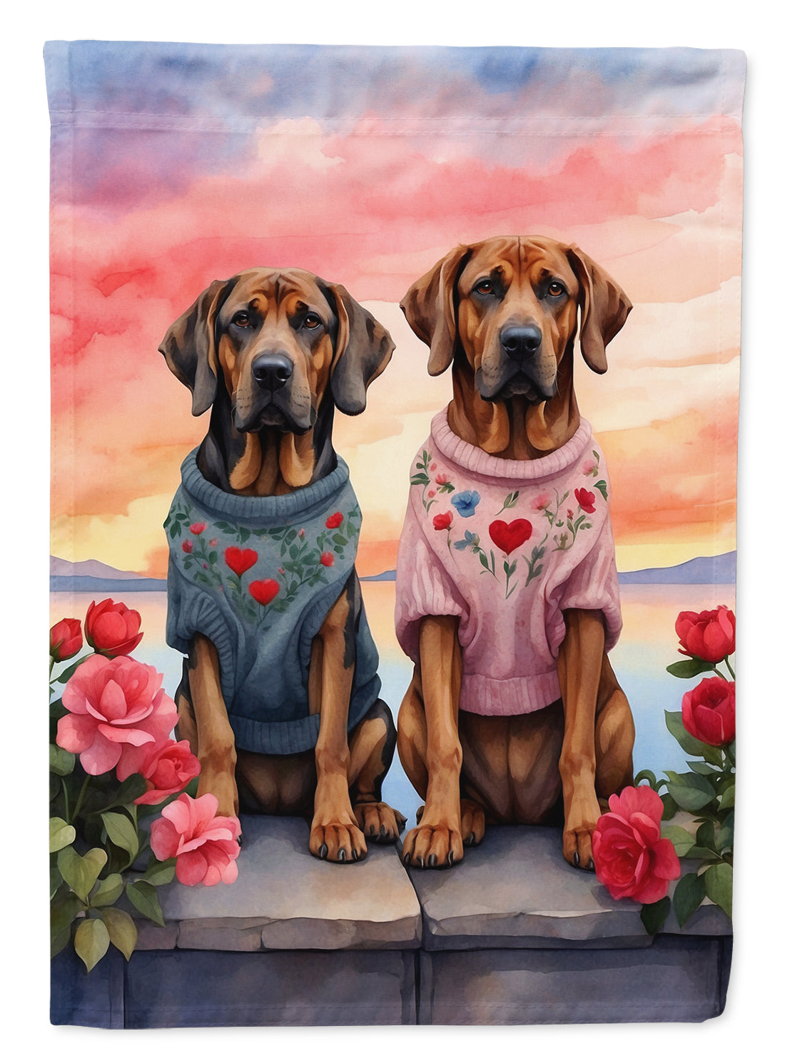 Buy this Bloodhound Two Hearts House Flag
