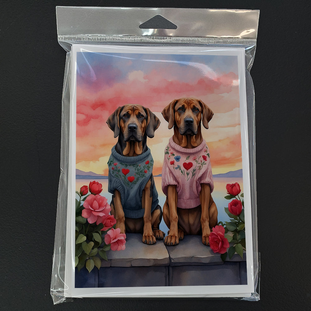 Bloodhound Two Hearts Greeting Cards Pack of 8