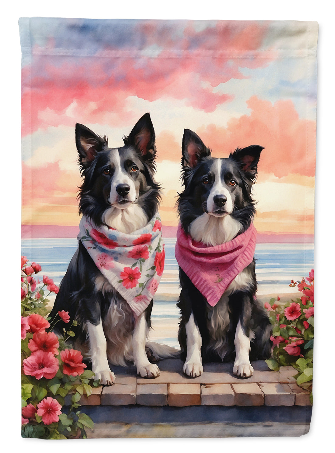 Buy this Border Collie Two Hearts House Flag