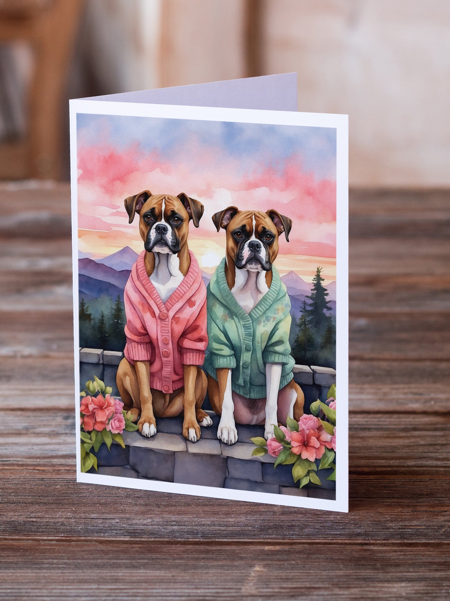 Boxer Two Hearts Greeting Cards Pack of 8