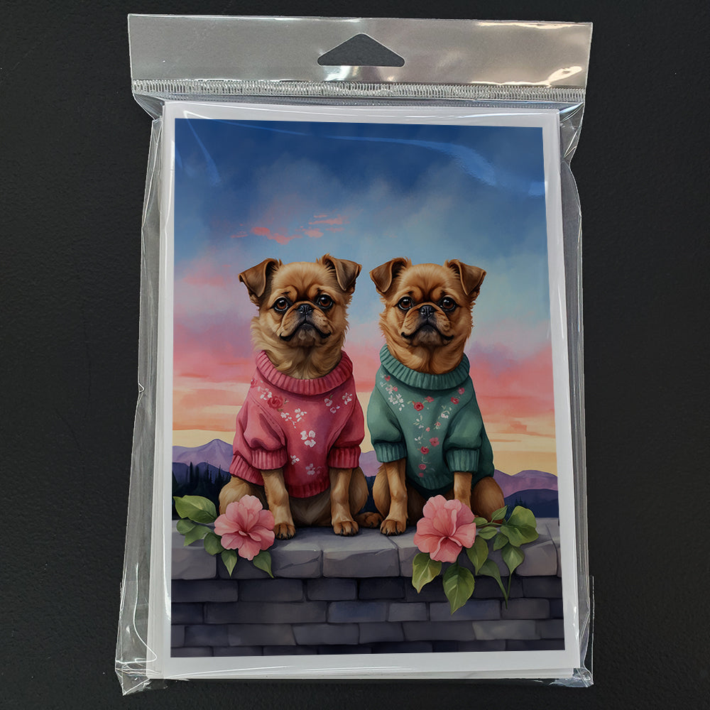 Brussels Griffon Two Hearts Greeting Cards Pack of 8
