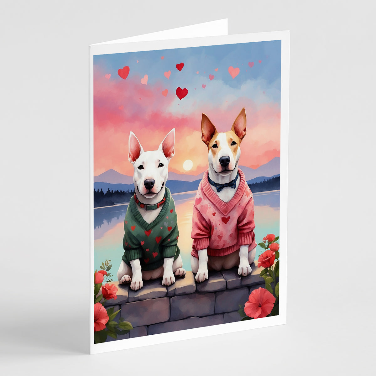Buy this Bull Terrier Two Hearts Greeting Cards Pack of 8