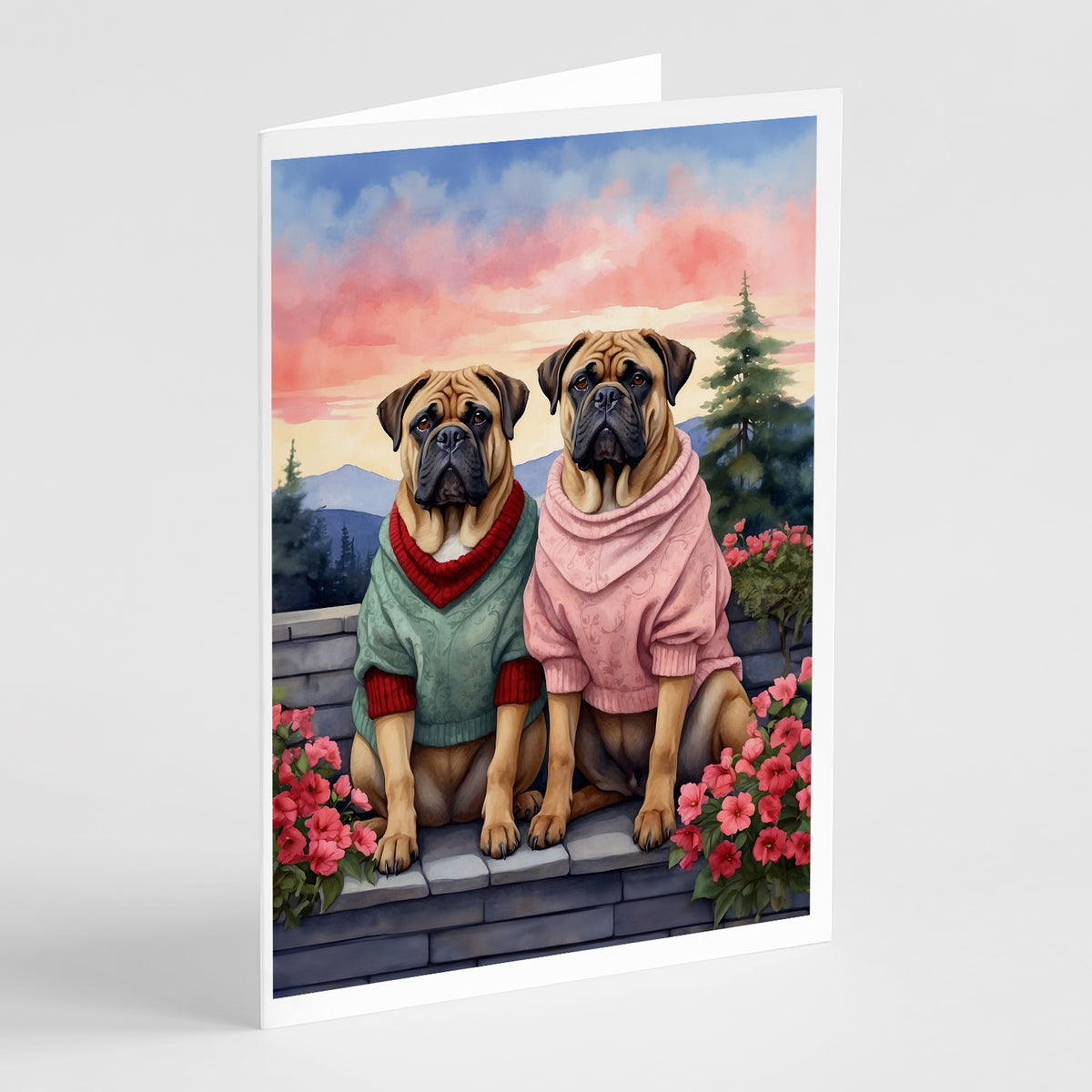 Buy this Bullmastiff Two Hearts Greeting Cards Pack of 8