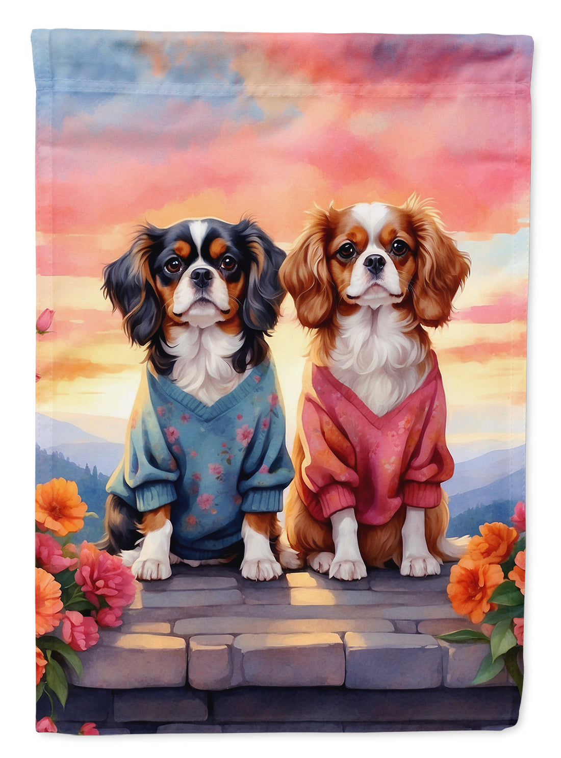 Buy this Cavalier Spaniel Two Hearts House Flag