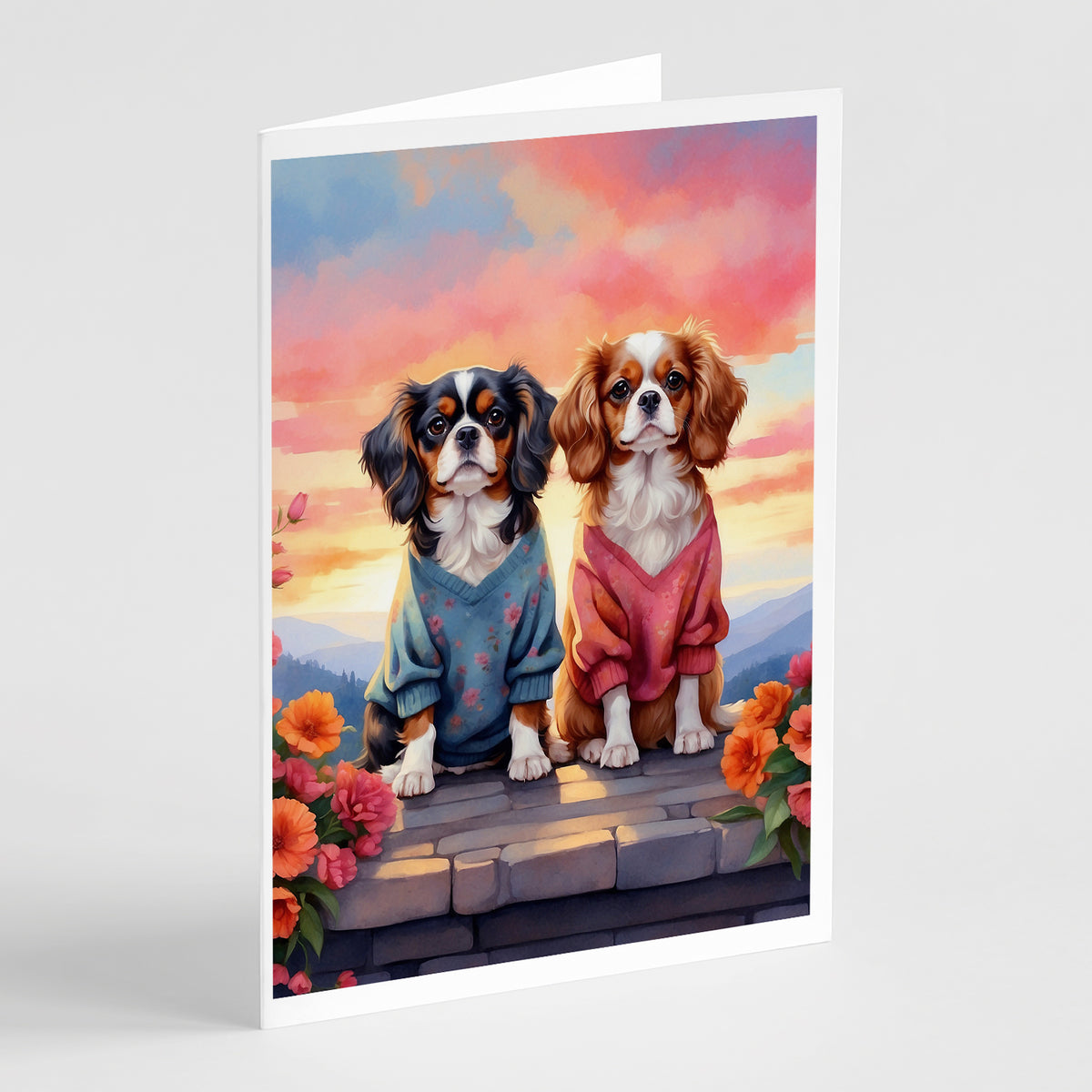 Buy this Cavalier Spaniel Two Hearts Greeting Cards Pack of 8