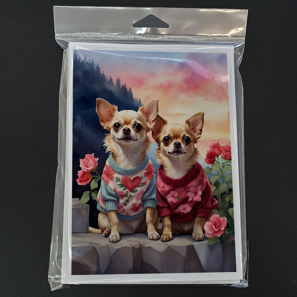 Chihuahua Two Hearts Greeting Cards Pack of 8