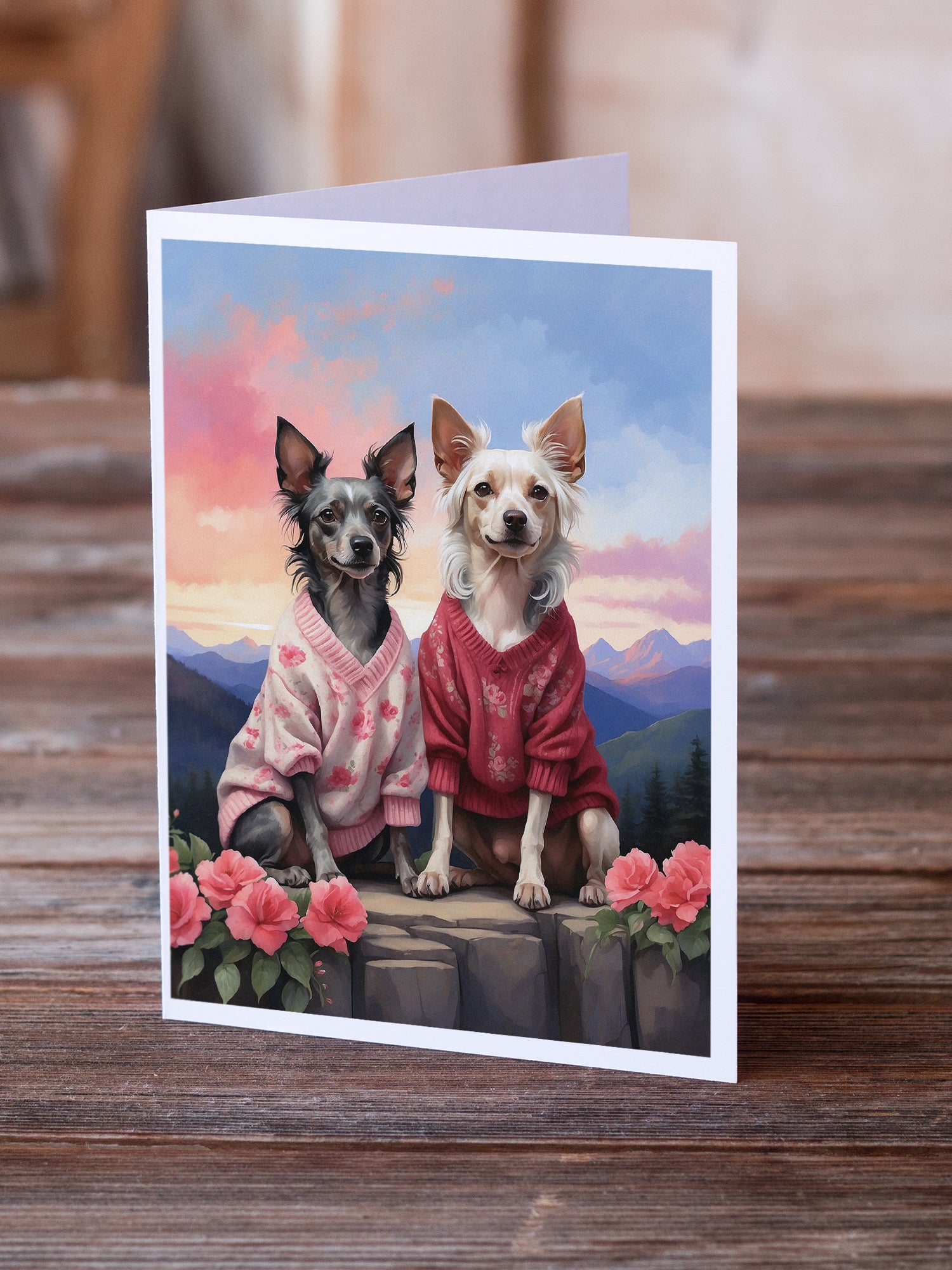 Buy this Chinese Crested Two Hearts Greeting Cards Pack of 8