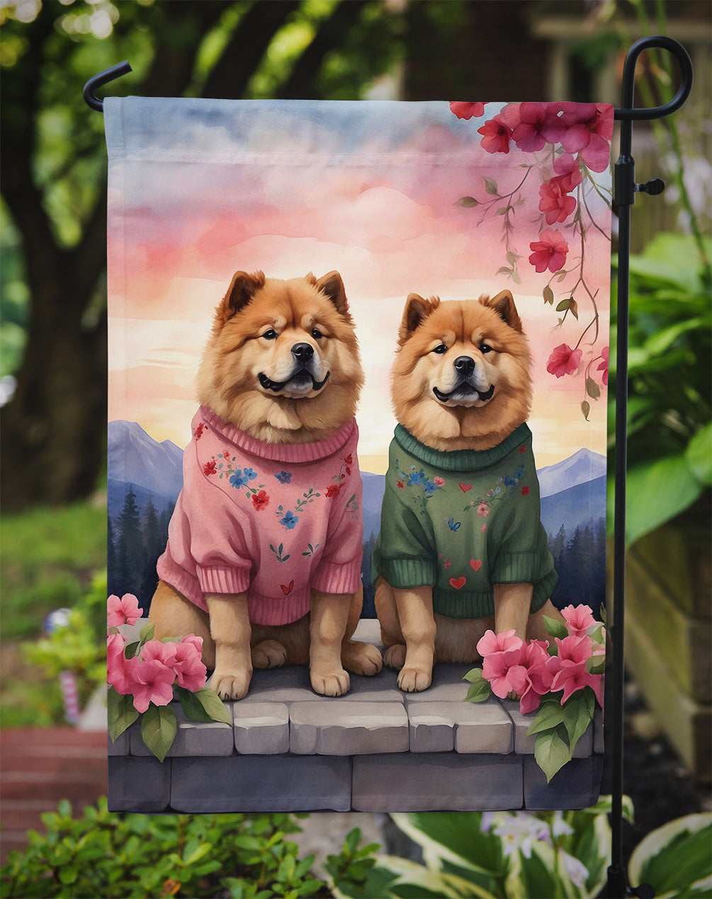 Chow Chow Two Hearts Garden Flag