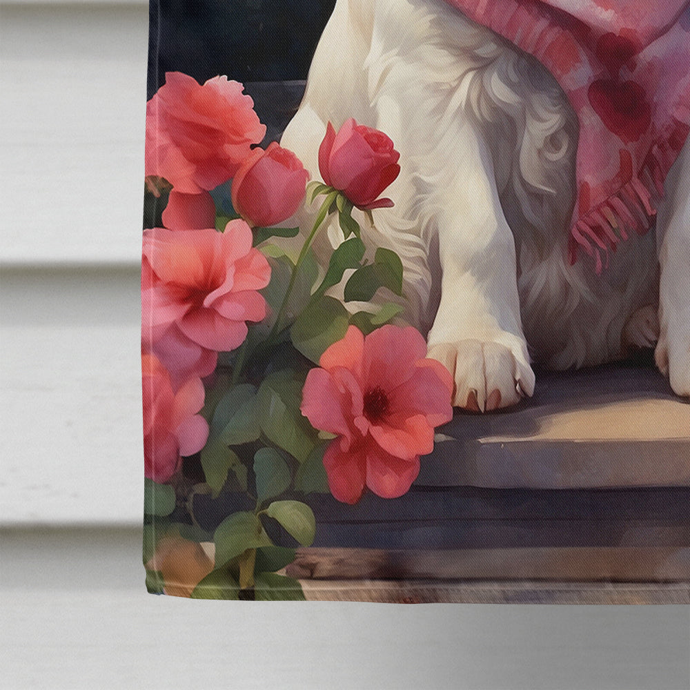 Clumber Spaniel Two Hearts House Flag