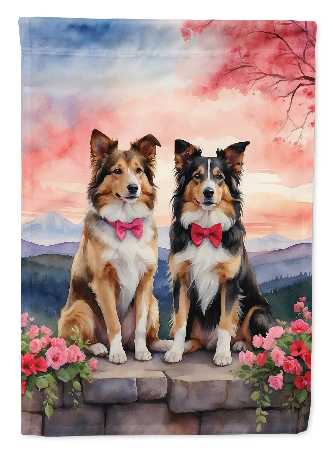 Buy this Collie Two Hearts House Flag