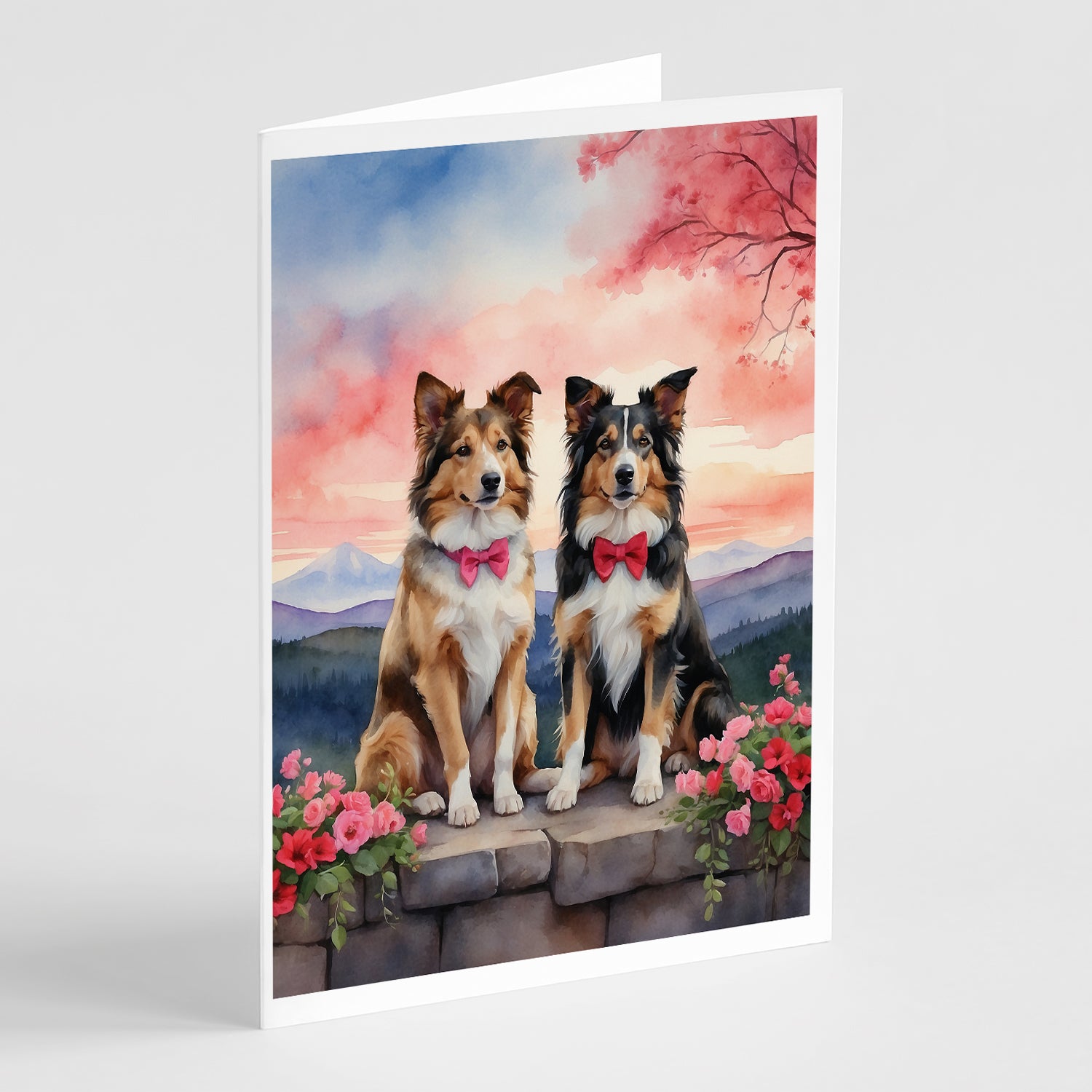Buy this Collie Two Hearts Greeting Cards Pack of 8