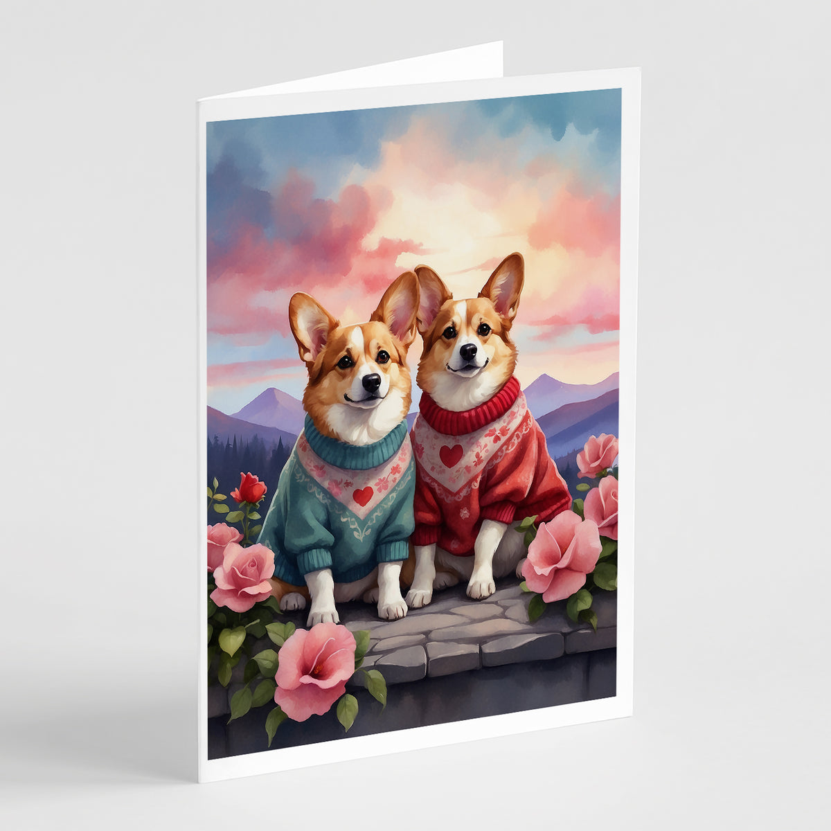 Buy this Corgi Two Hearts Greeting Cards Pack of 8