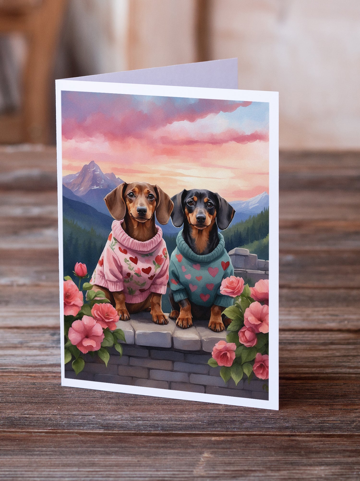 Buy this Dachshund Two Hearts Greeting Cards Pack of 8