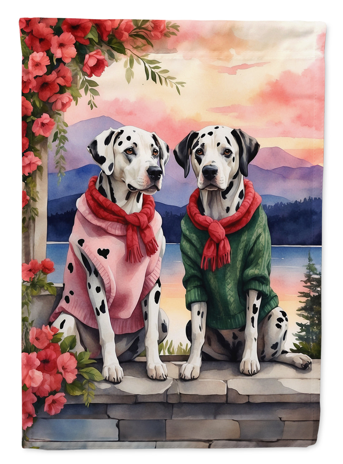 Buy this Dalmatian Two Hearts House Flag