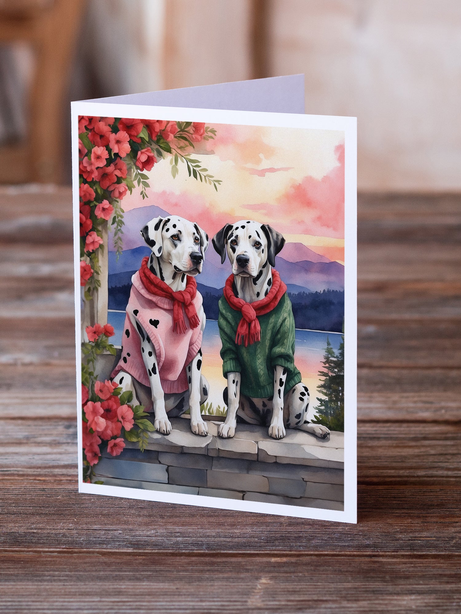 Dalmatian Two Hearts Greeting Cards Pack of 8