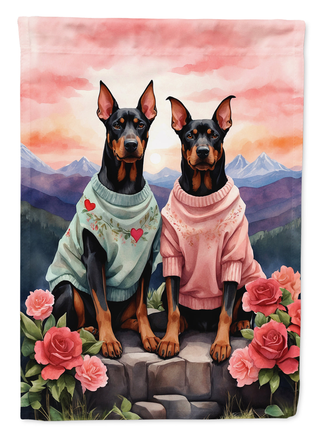Buy this Doberman Pinscher Two Hearts House Flag