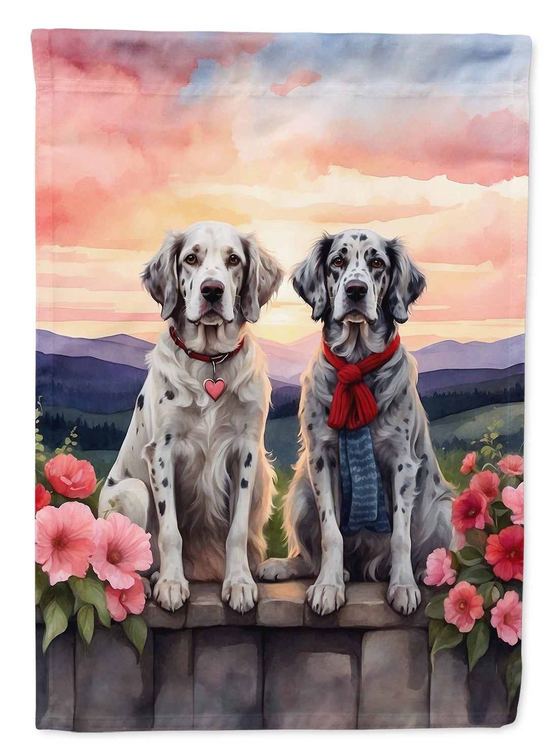 Buy this English Setter Two Hearts House Flag
