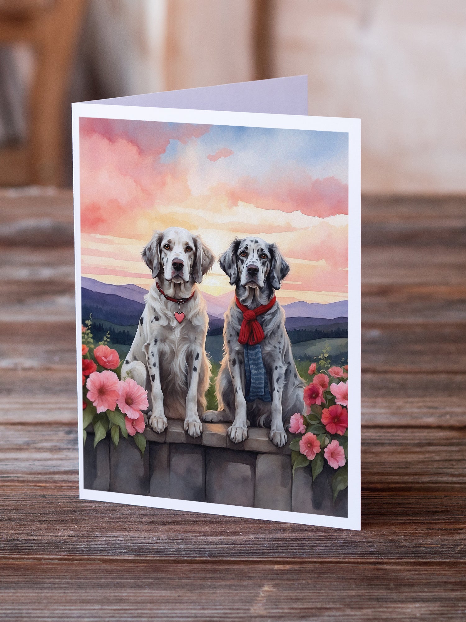 Buy this English Setter Two Hearts Greeting Cards Pack of 8