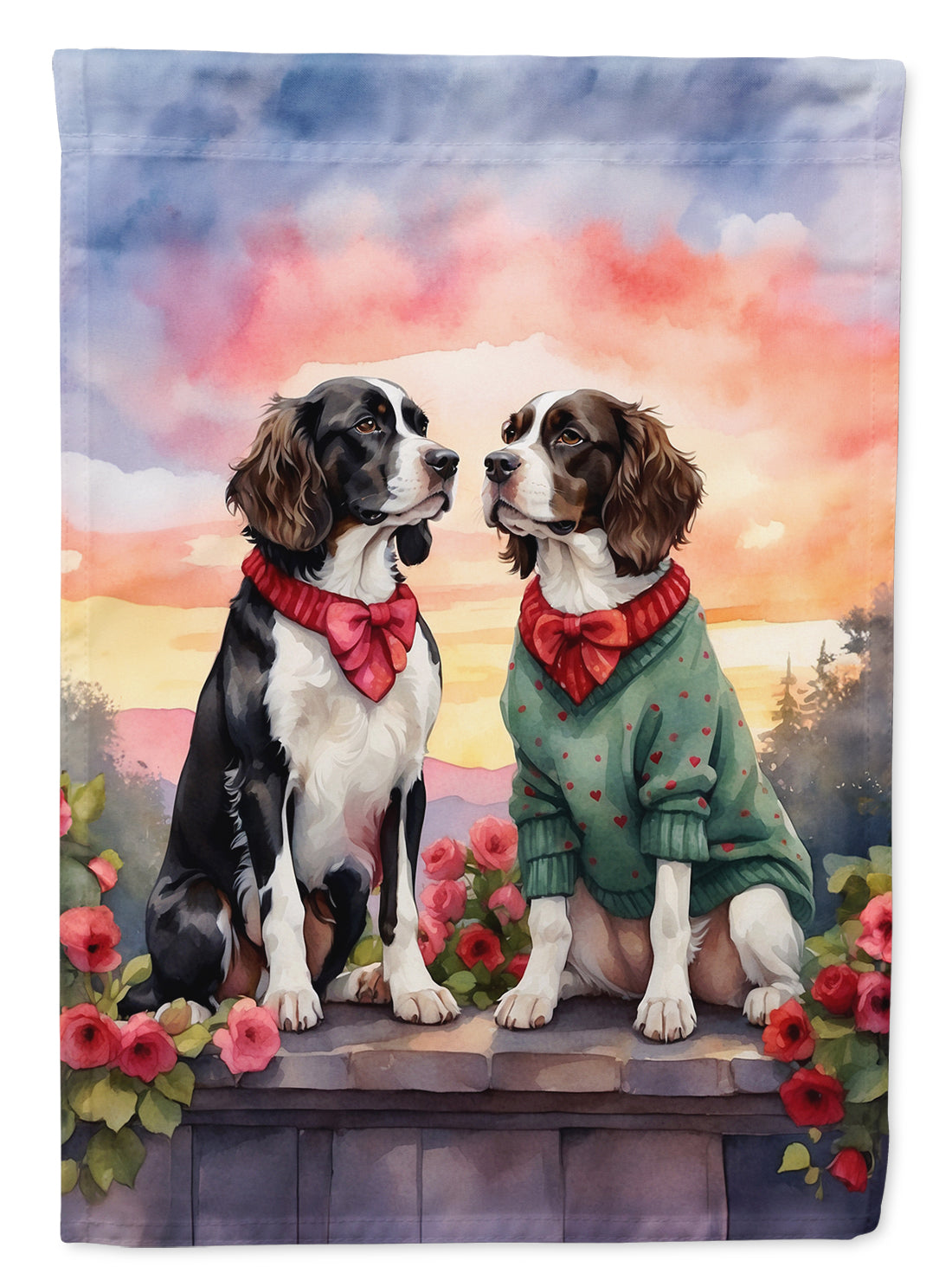 Buy this English Springer Spaniel Two Hearts House Flag