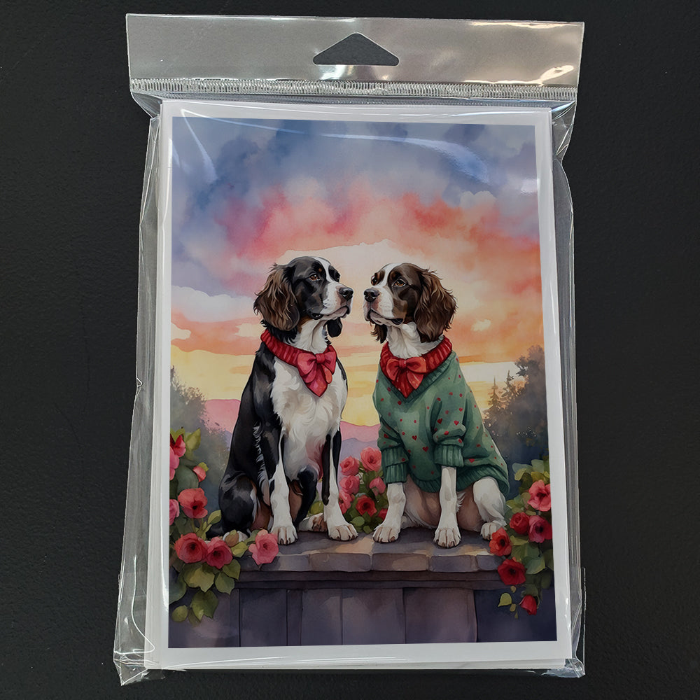 English Springer Spaniel Two Hearts Greeting Cards Pack of 8