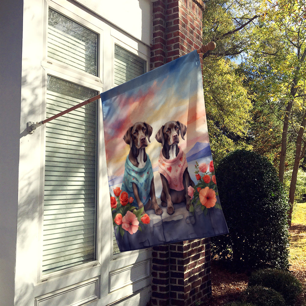 Buy this German Shorthaired Pointer Two Hearts House Flag