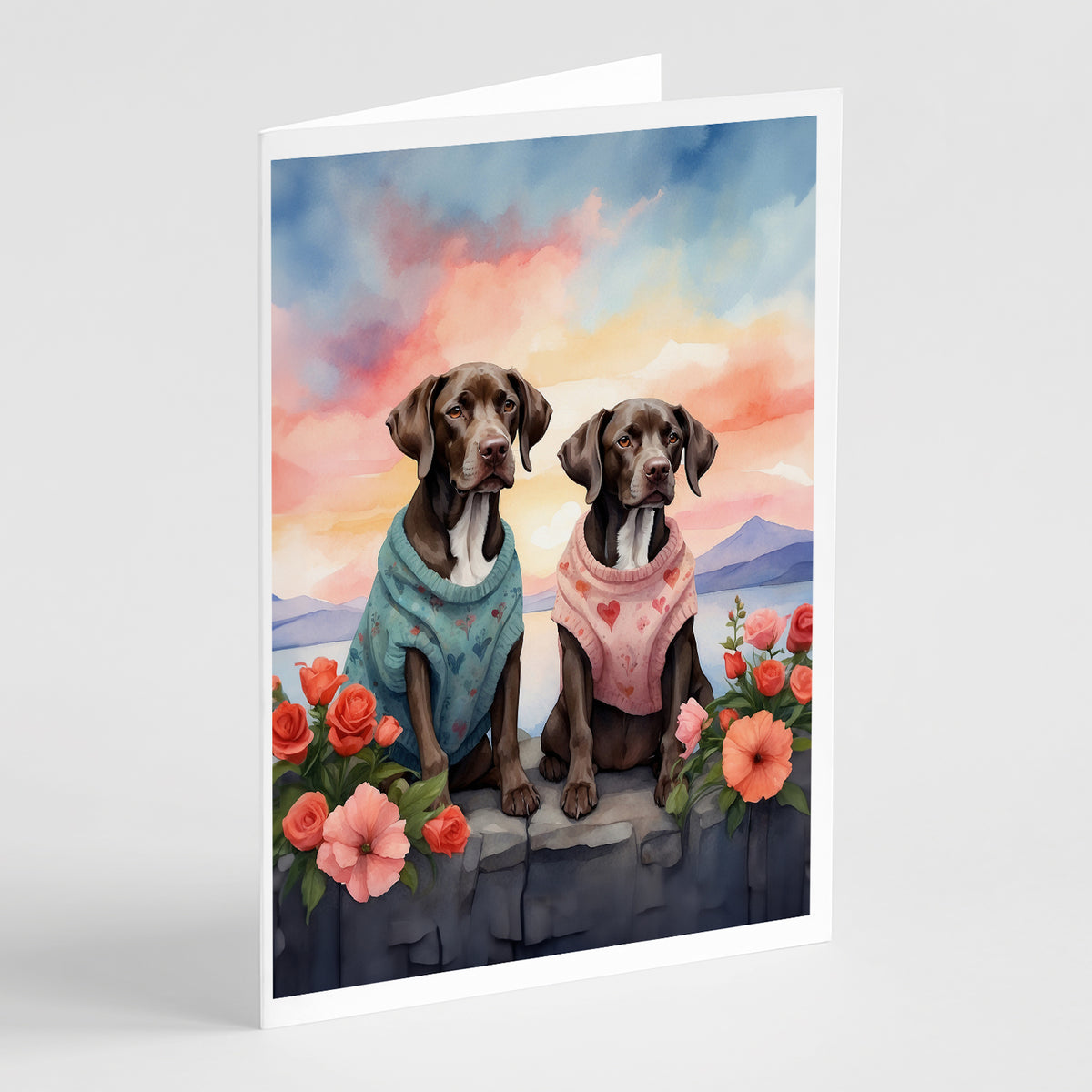 Buy this German Shorthaired Pointer Two Hearts Greeting Cards Pack of 8