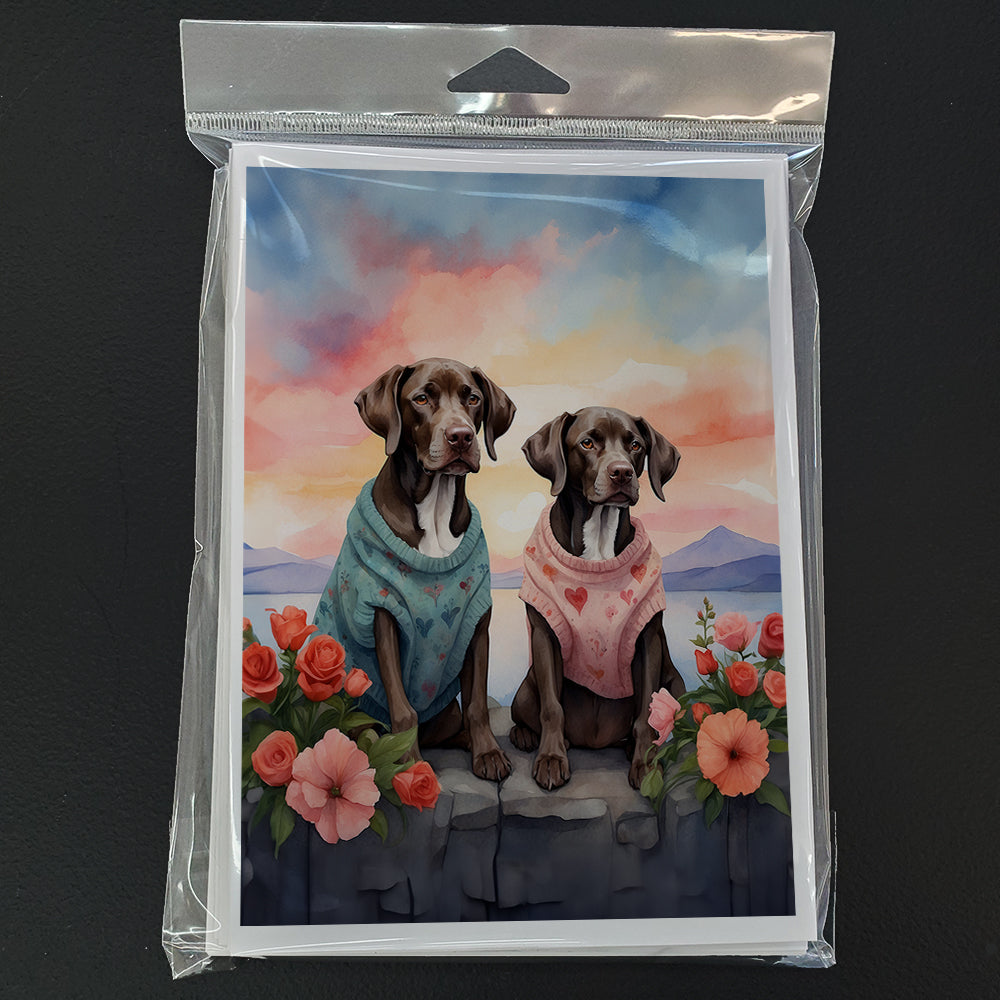 German Shorthaired Pointer Two Hearts Greeting Cards Pack of 8