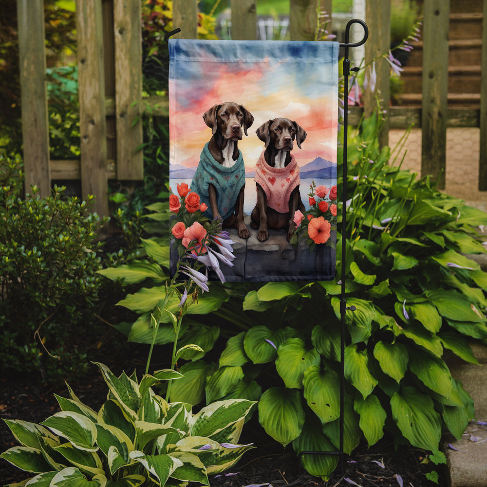 German Shorthaired Pointer Two Hearts Garden Flag