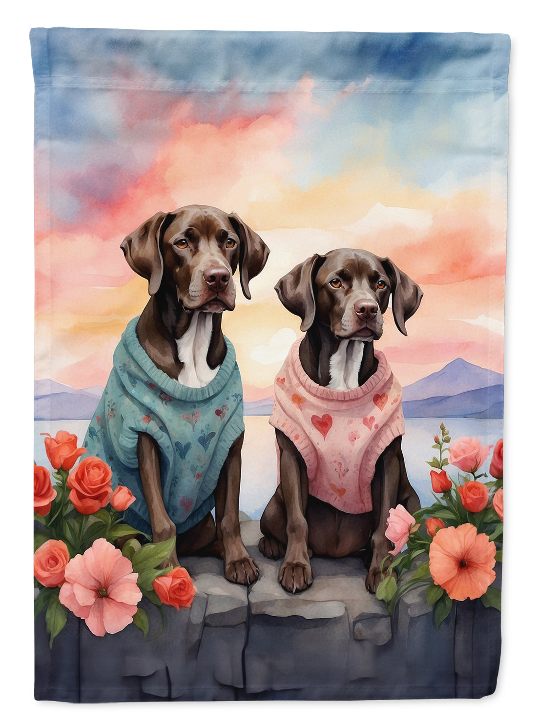 Buy this German Shorthaired Pointer Two Hearts Garden Flag