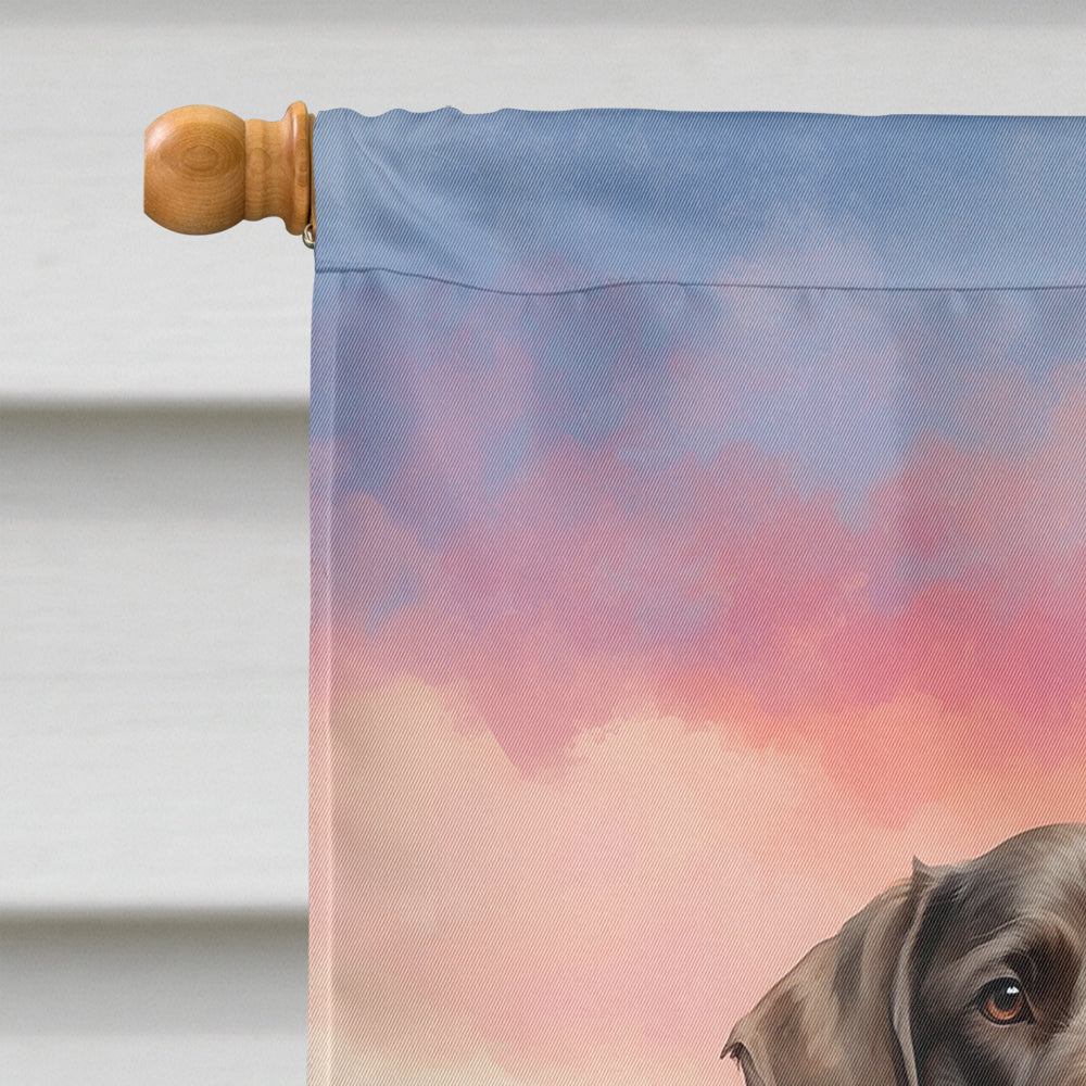 German Wirehaired Pointer Two Hearts House Flag