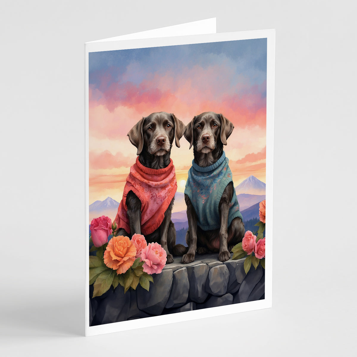 Buy this German Wirehaired Pointer Two Hearts Greeting Cards Pack of 8