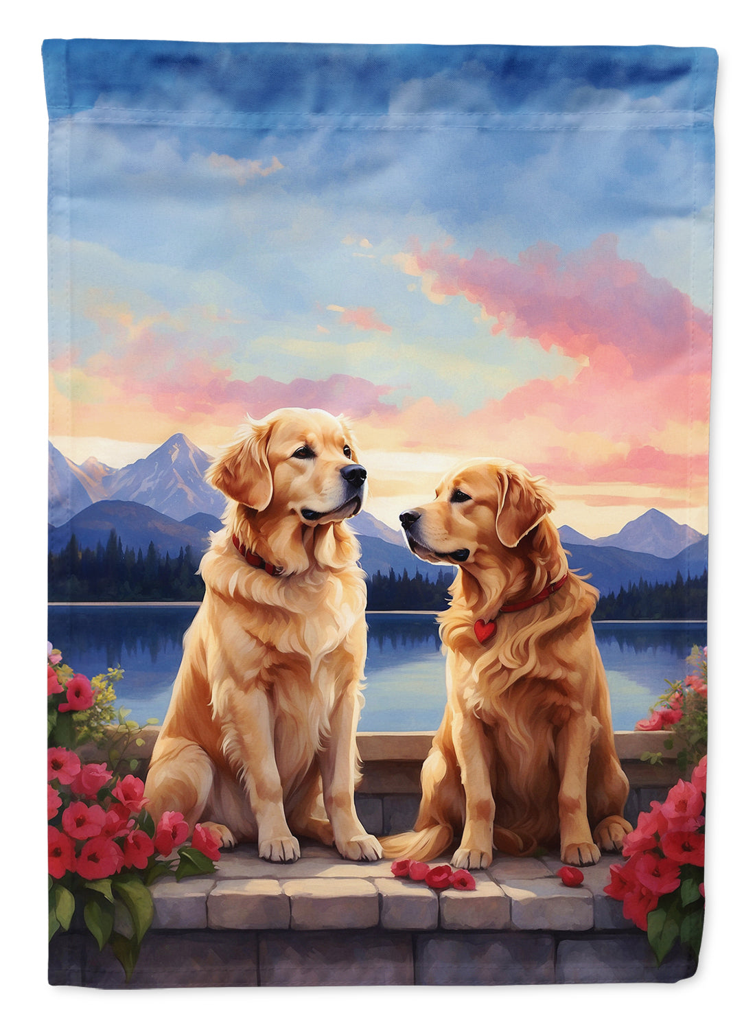 Buy this Golden Retriever Two Hearts House Flag