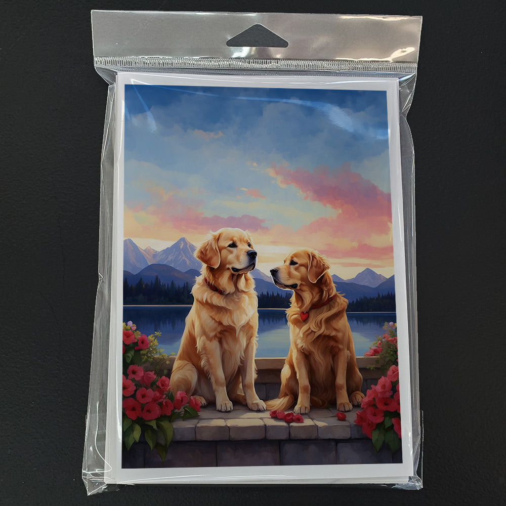 Golden Retriever Two Hearts Greeting Cards Pack of 8
