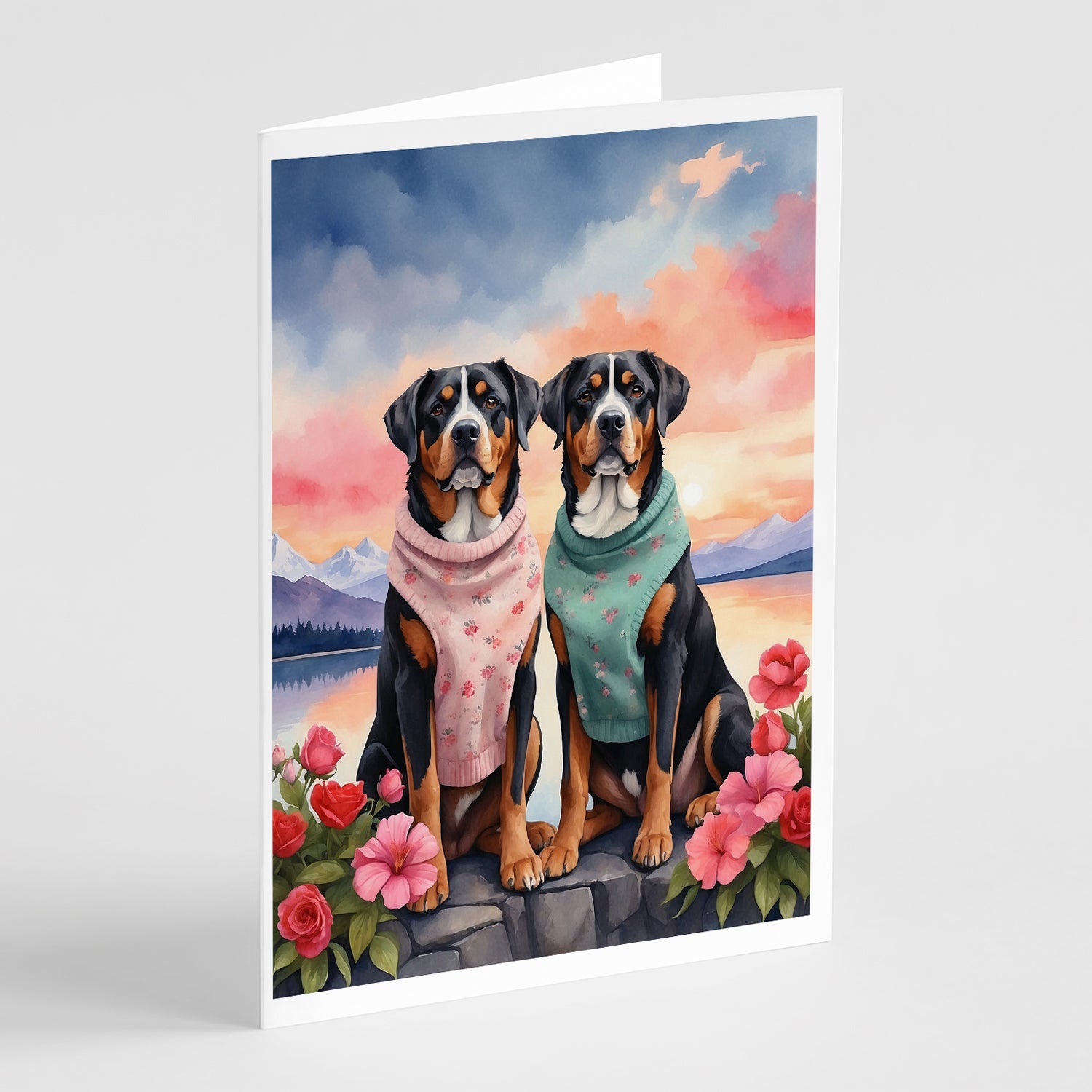 Buy this Greater Swiss Mountain Dog Two Hearts Greeting Cards Pack of 8