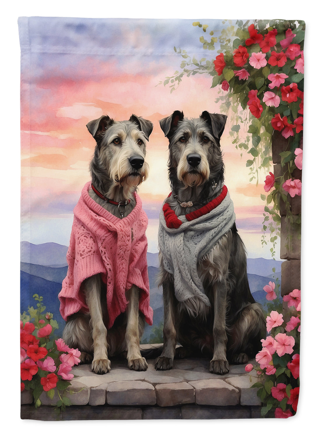 Buy this Irish Wolfhound Two Hearts House Flag